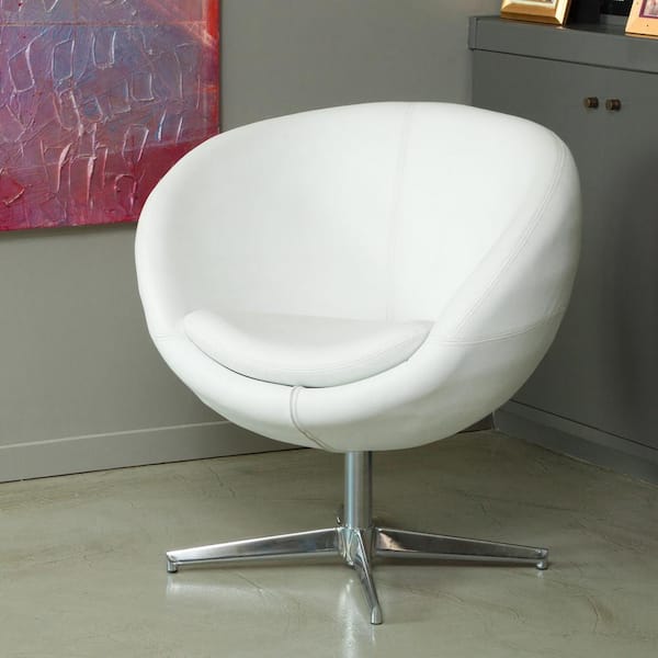 Noble House Katrina White Leather Modern Roundback Chair 779 - The Home  Depot