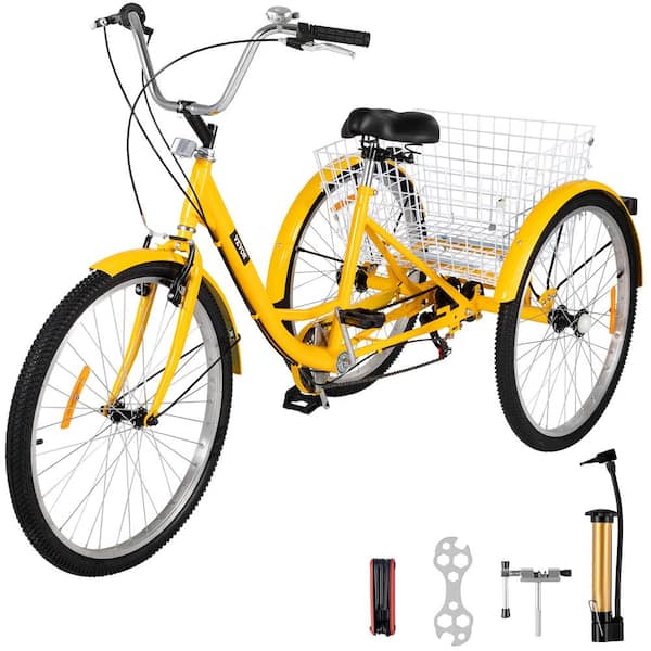 VEVOR 26 in. Adult Tricycle 7 Speed Three Wheel Bikes Adult Trike