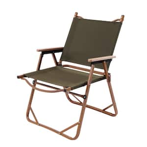 Military Green Wood Grain Aluminum Frame Outdoor Portable Folding Camping Chair (Large)