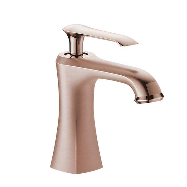 HOMLUX Single-Handle Single-Hole Bathroom Faucet with Drain Kit Included in Rose Gold