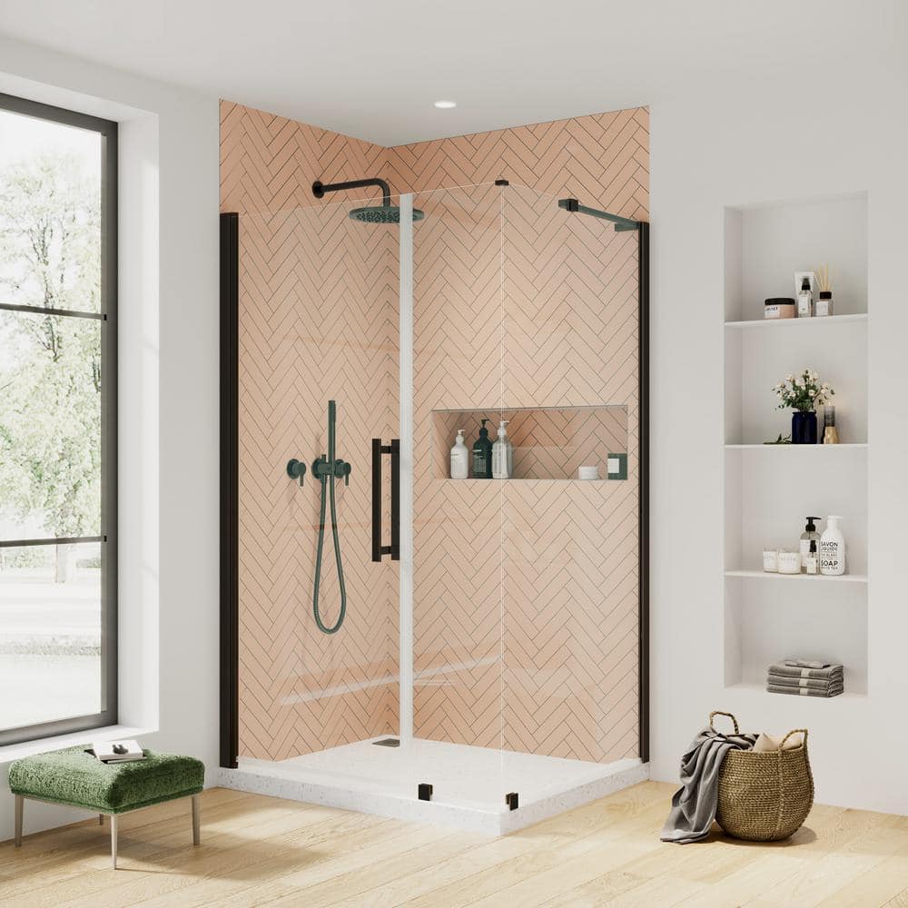 Pasadena 46" x 72" Oil Rubbed Bronze Frameless Corner Shower Kit