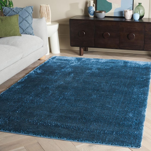Penelope Shag Navy 7 ft. x 7 ft. Modern Solid Square Area Rug