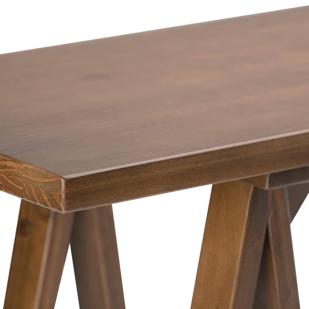 Medium Saddle Brown Solid Pine Console Table with A-Shaped Legs
