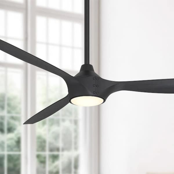 Pierce-65 65 in. Smart Indoor Coal Black Low Profile Ceiling Fan with Integrated LED, Remote Control Included