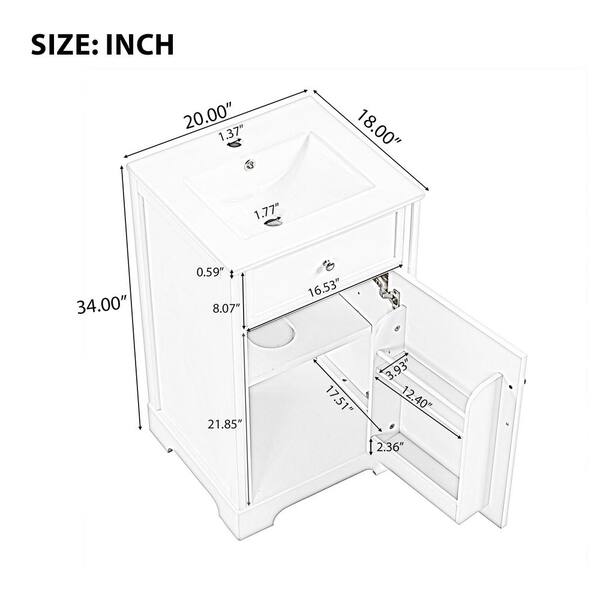 Yu•*¨*•.¸ XUJMK 20 in. W x 18 in. D x 34 in. H Freestanding Bath