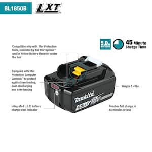18V LXT Battery and Rapid Optimum Charger Starter Pack (5.0Ah) with Bonus 3/8 in./1/4 in. 18V LXT Square Drive Ratchet