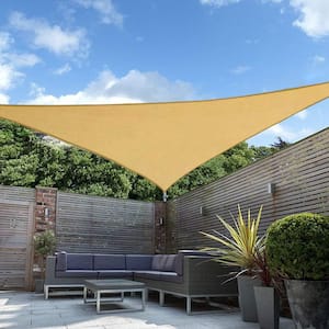 15 ft. x 15 ft. x 21 ft. 185 GSM Sand Triangle Sun Shade Sail, for Patio Garden and Swimming Pool