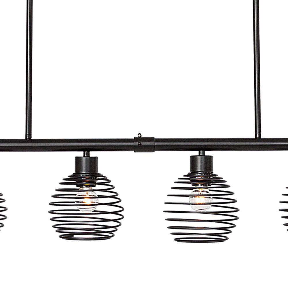 Black Metal 6-Light Linear Pendant with Globe Shades