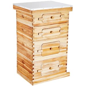 40-Frame Beehive Starter Kit, Langstroth Cedar Wood Bee Boxes, 2 Deep + 2 Medium Frames, Beeswax Coating, Windows