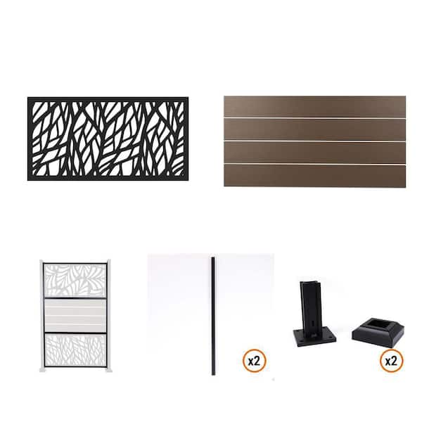Wildwood Privacy Screen, Brown, 8-Pack, 5/8 in. Frame, 2 in. x 2 in. Post, Black Flange