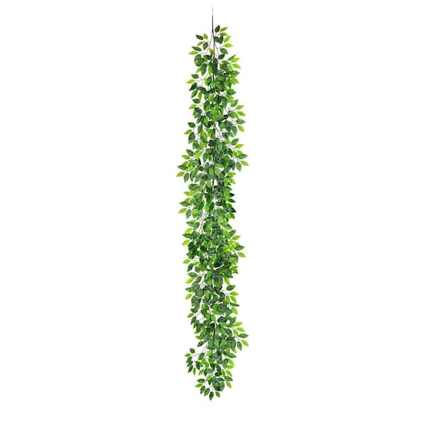 LIVING LUXURY 6.5 ft. Real Touch Artificial Ficus Leaf Vine Hanging ...