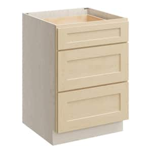 24 in. W x 24 in. D x 34.5 in. H Plywood Ready to Assemble Floor Base Kitchen Cabinet in Versa Shaker with 3 Drawers