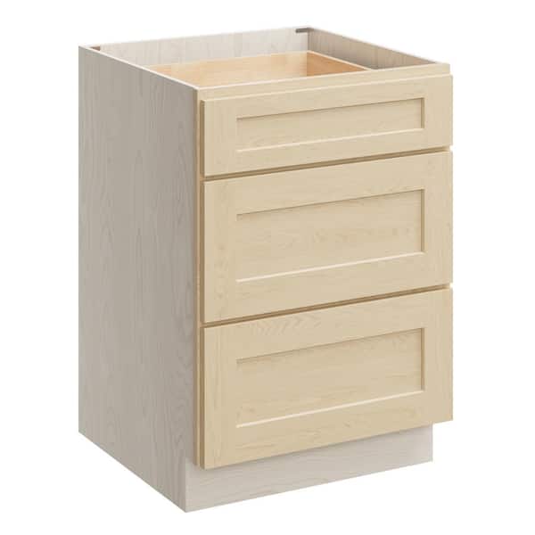 24 in. W x 24 in. D x 34.5 in. H Plywood Ready to Assemble Floor Base Kitchen Cabinet in Versa Shaker with 3 Drawers