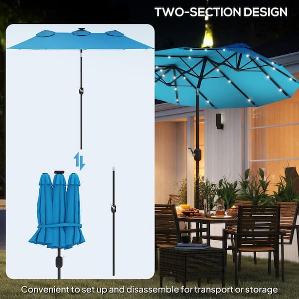 Outsunny 9.7 ft. Double Sided Patio Umbrella in Light Blue