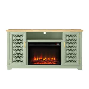 60 in. Freestanding Wooden Electric Fireplace TV Stand in Green for TVs up to 65 in.