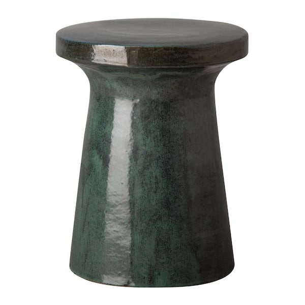 Emissary Plateau Green Kelp Round Ceramic 22 in. Garden Stool