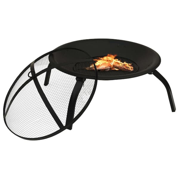 Round Steel Wood Black Burning Fire Pit, Char Broil Fire Pit Replacement Screens