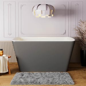 MUSE 47 in. Acrylic Flatbottom Rectangle Freestanding Non-Whirlpool Soaking Bathtub Include Interior Seat Outer Gray