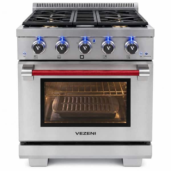 Randolph Pro 30 in. 4-Burner Natural Gas Range with Convection Oven and Infrared Broiler in Stainless Steel