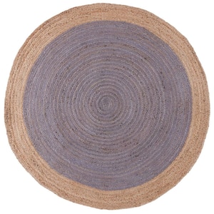 Natural Fiber Gray/Beige Doormat 3 ft. x 3 ft. Woven Ascending Round Area Rug