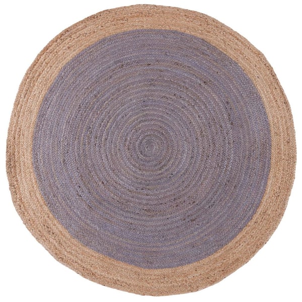 SAFAVIEH Natural Fiber Gray/Beige 5 ft. x 5 ft. Woven Ascending Round Area Rug