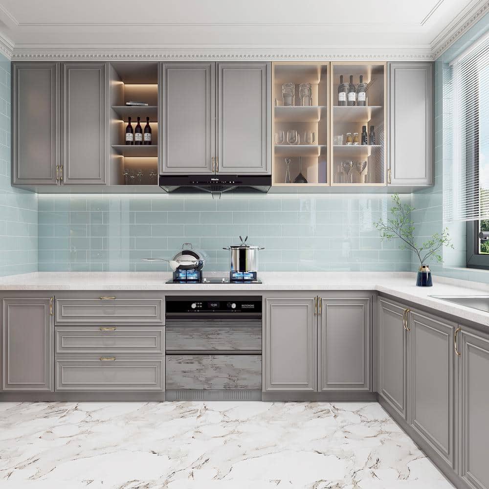 Baby Blue 4" x 12" Glossy Glass Subway Wall Tile