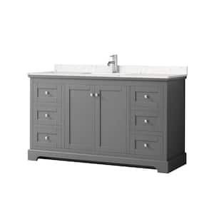 Avery 60in.Wx22 in.D Single Vanity in Dark Gray with Cultured Marble Vanity Top in Light-Vein Carrara with White Basin