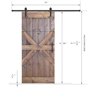 Mid X Series 38 in. x 84 in. Fully Set Up Briar Smoke Finished Pine Wood Sliding Barn Door With Hardware Kit