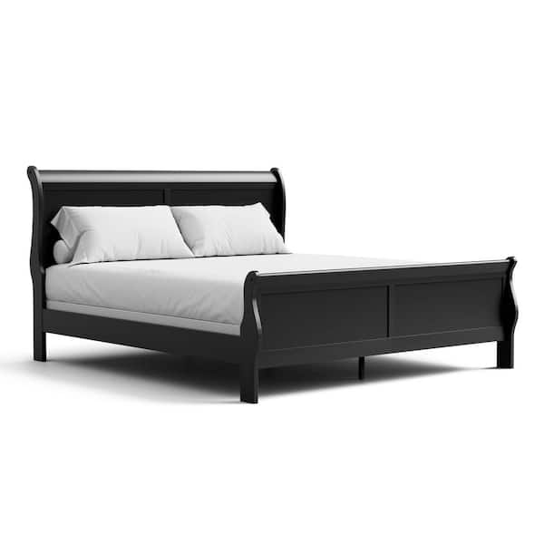 Burkhart Black King Wood Frame Sleigh Bed with Slat Kit
