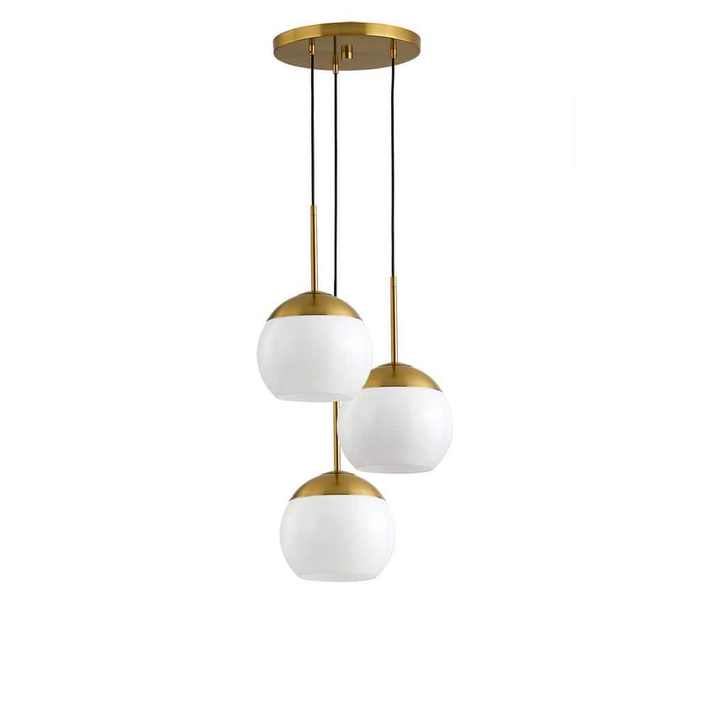 Metro 3-Light Brushed Brass Pendant Light with White Glass Shade price history on PriceWatchPro