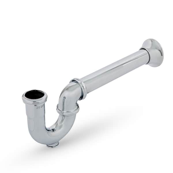 PLUMBFLEX 1-1/2 in. Utility/ Milwaukee P-Trap with Drain Plug for Tubular Drain Applications, 17GA Chrome Plated Brass