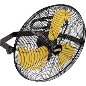 18 in. 3 Speeds High Velocity Wall Mounted Fan in Yellow with 1/6 HP Premium TEAO Enclosed Motor, 4600 CFM
