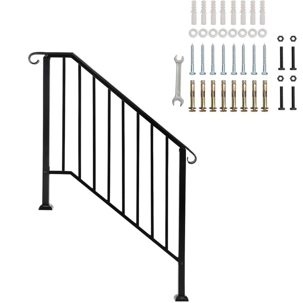 Wrought Iron Handrails for Outdoor Steps Fits 1 to 4 Steps Adjustable Stair Railing Kit for Porch or Concrete Steps price history on PriceWatchPro