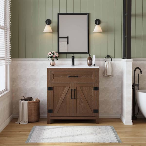 DELUXE DL LIVING Villa 31 in. Single Sink Bath Vanity in Dark