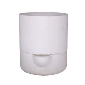 6 in. Dia x 7 in. H Cylinder Composite Self Watering Pot in White