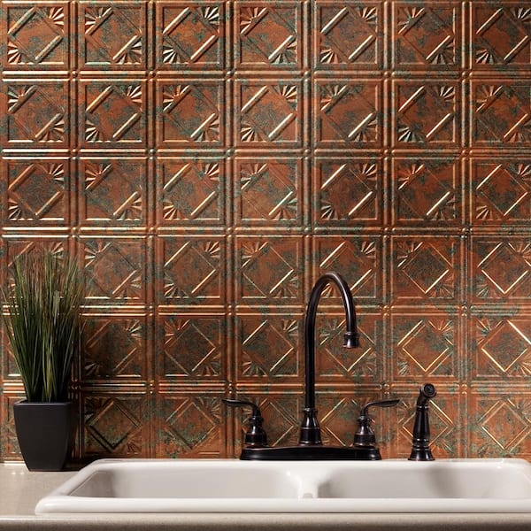 18 in. x 24 in. Traditional # 4 Vinyl Backsplash Panel in Copper Fantasy (Pack of 5)