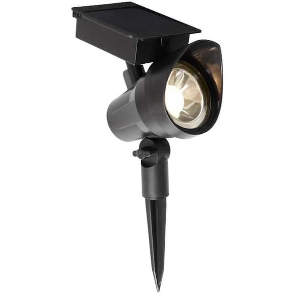 Solar Black Outdoor Integrated LED 3000K 30-Lumens Landscape Spot Light