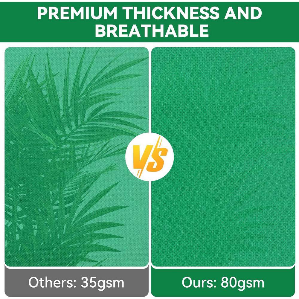 Green Heavy-Duty Frost Cloth Plant Covers with Zipper and Drawstring, 82" x 94" (2-Pack)