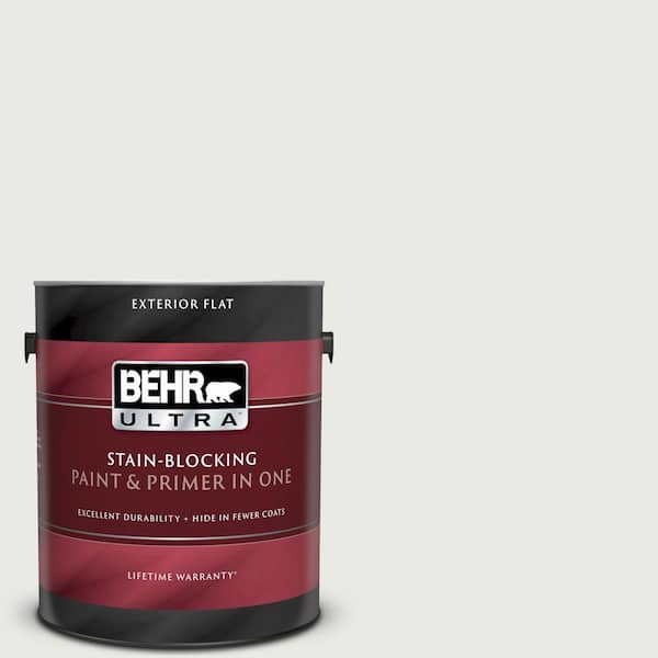 BEHR ULTRA 1 gal. #UL260-15 Gallery White Flat Exterior Paint and Primer in One