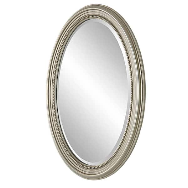 Benjara 21 in. W x 31 in. H Wooden Frame Silver Wall Mirror