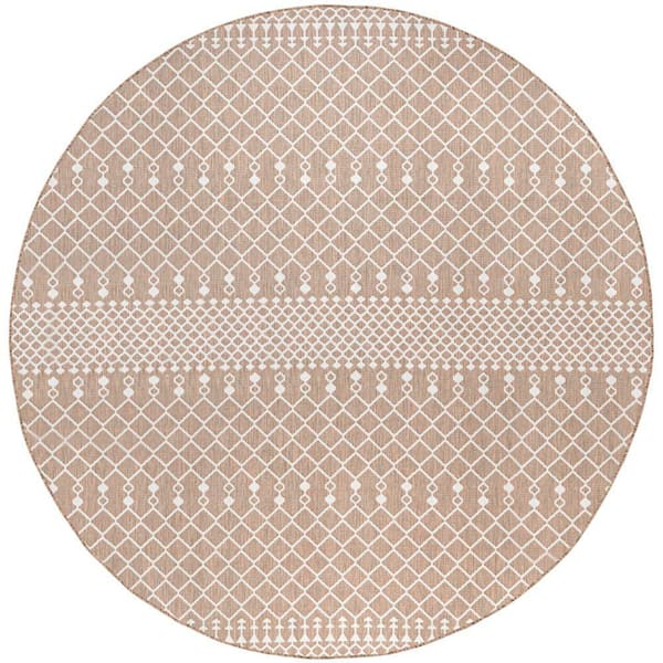 Positano Beige 12 ft. Round x 12 ft. Moroccan Contemporary Round Area Rug