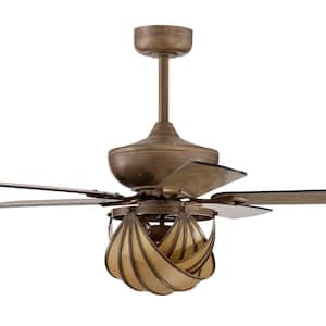 Parchman 52 in. 2-Light Indoor Faux Wood Grain Finish Ceiling Fan with Light Kit