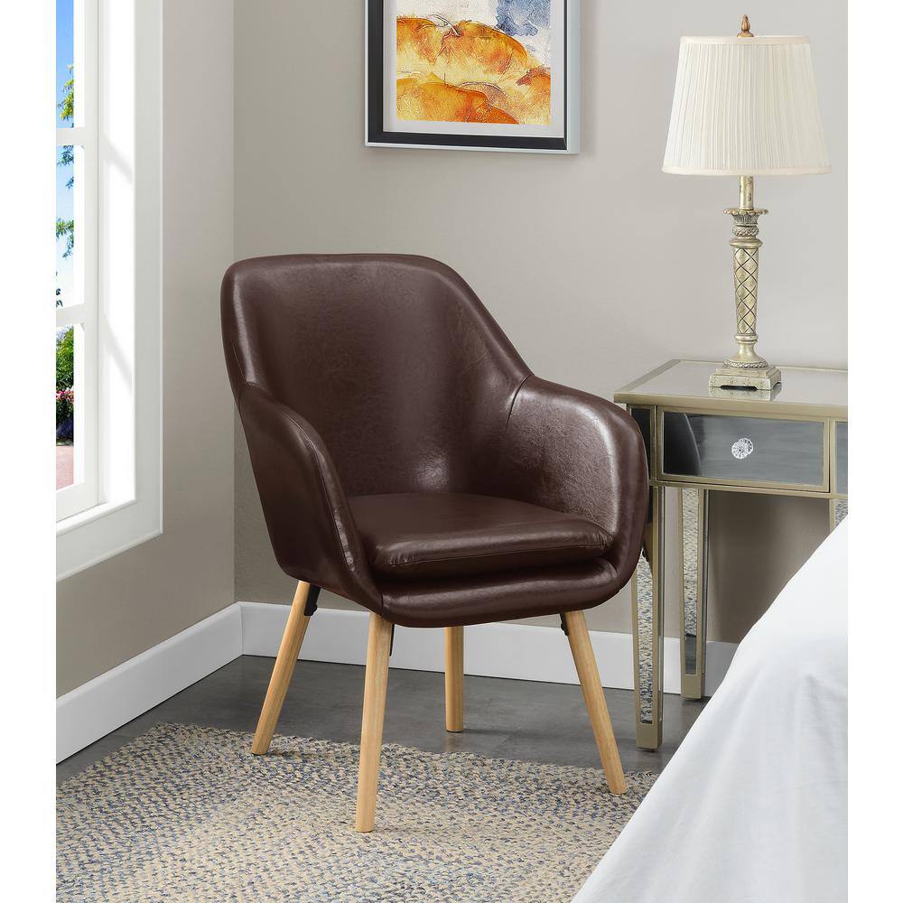 Espresso Faux Leather and Velvet Wingback Accent Chair
