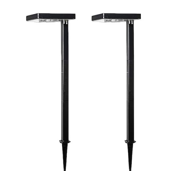 GAMA SONIC Contemporary Square Black Outdoor Modern Solar Dual Color LED Pathway Landscape Light with 3 Mounting Options (2-Pack)