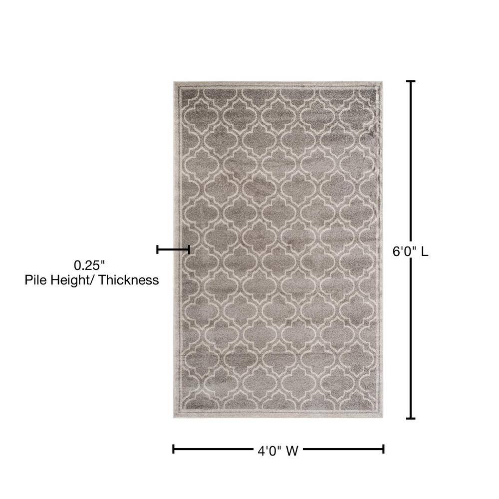 Grey and Light Grey 4' x 6' Moroccan Geometric Area Rug