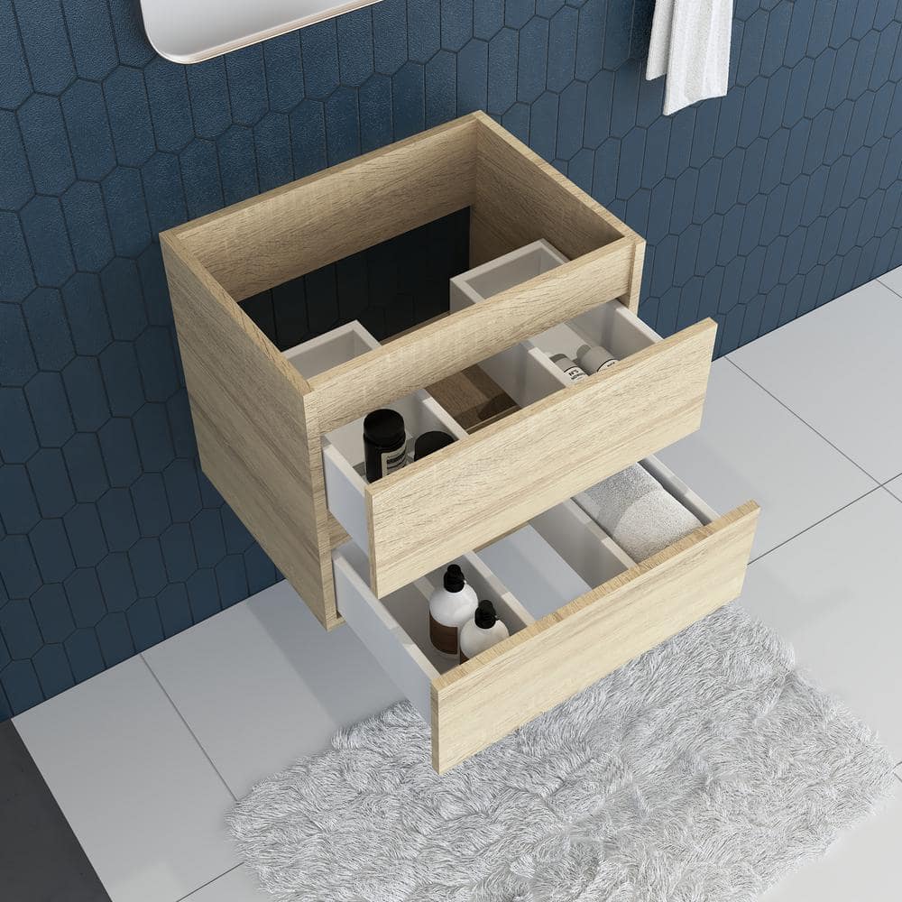 White Particle Board Wall-Mounted Floating Vanity Cabinet, 23.5 in.