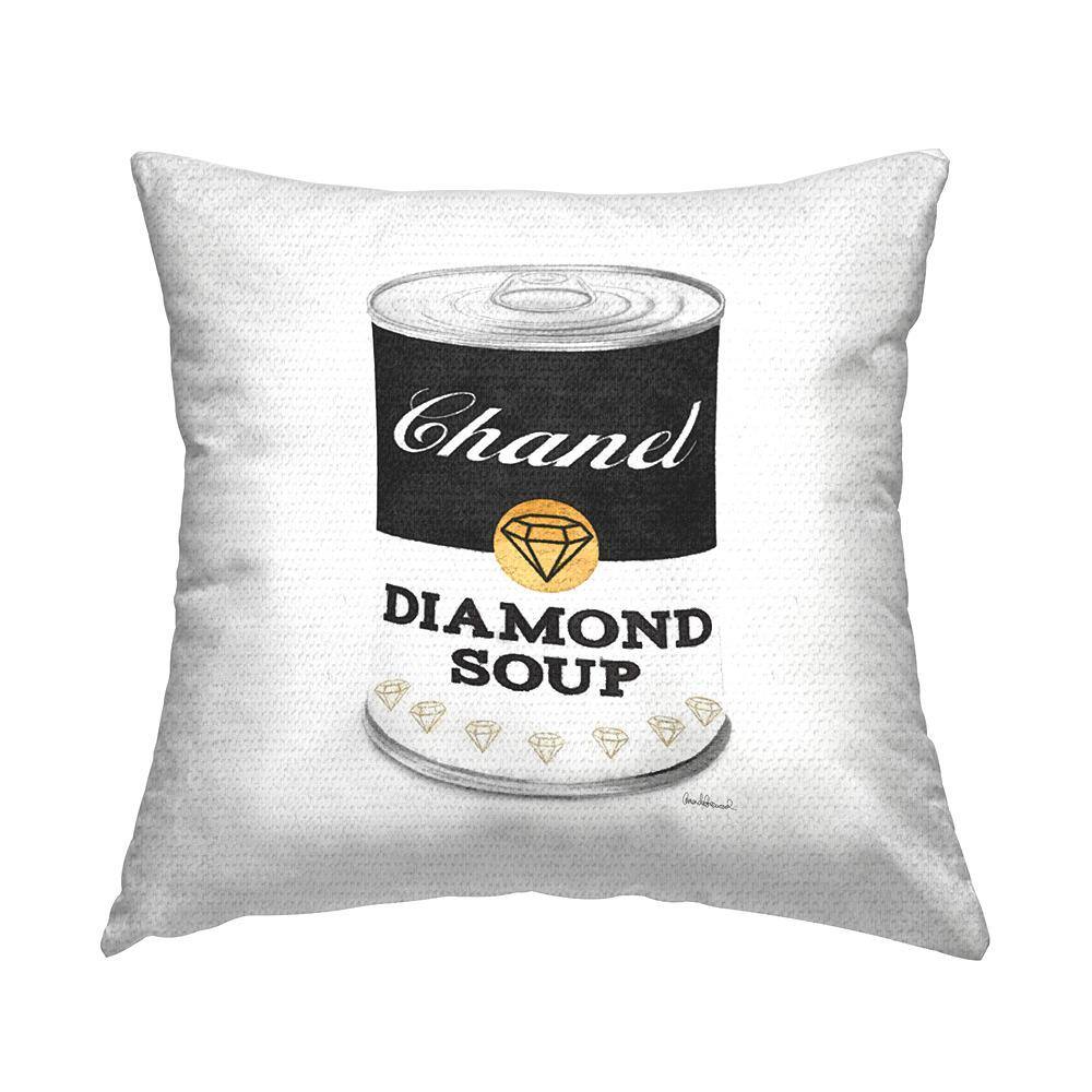 Fashion Pop Black Soup Can Diamond Glam Designer Black Square Outdoor Throw Pillow price history on PriceWatchPro