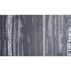 Brushstrokes Gray White 2 ft. 3 in. x 1 ft. 5 in. Stone Washable Floor MatSmall Mat Area Rug