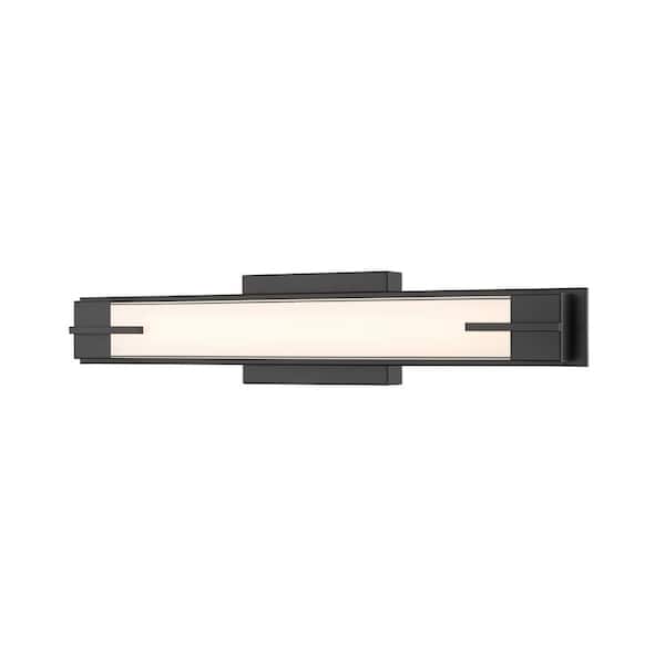 Unbranded Chase 23 in. 1-Light Matte Black LED Vanity with Gloss Opal Shade