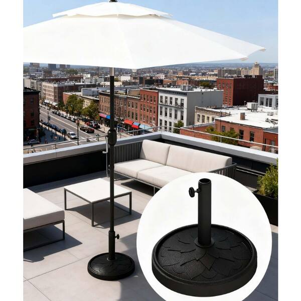 26 lbs. outdoor patio umbrella base in black 26 lbs. Outdoor Weighted Concrete Patio Umbrella Base in Black QXY-006